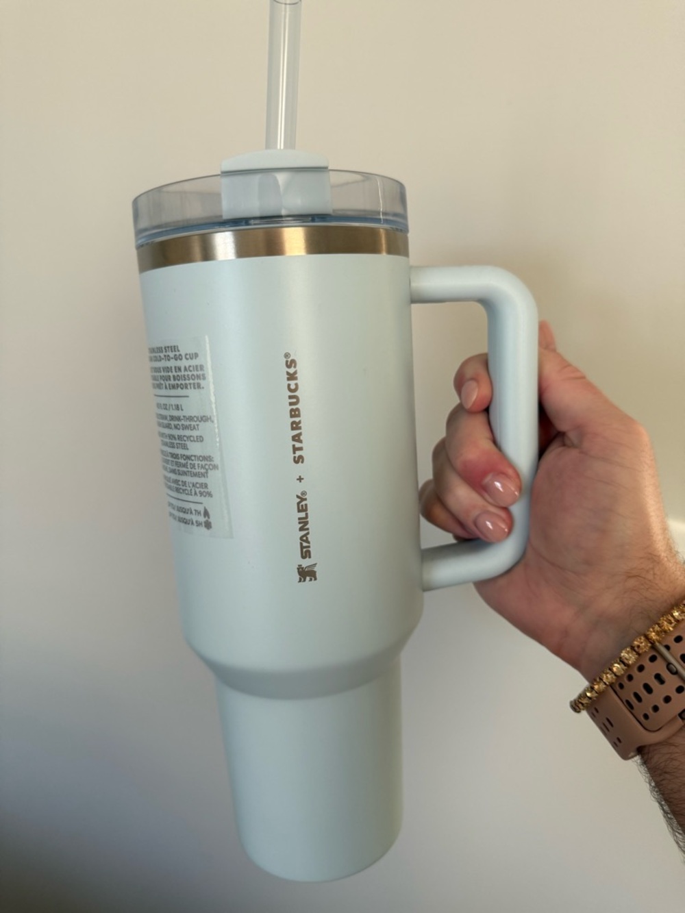 Stanley Powder Blue Travel Tumbler with Handle